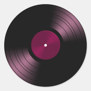 Sticker Rond Album de disque vinyle dans le rose