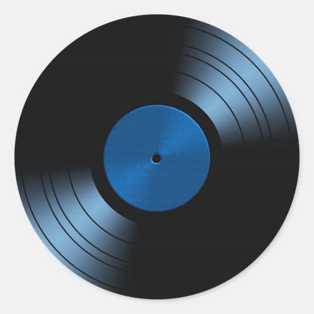 Sticker Rond Album rétro vinyle en bleu (Devant)
