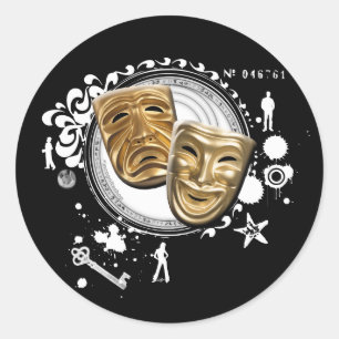 Sticker Rond Alchimie des masques temporaires de drame