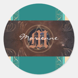 Sticker Rond Alchimiste baroque élégant monogramme médiéval