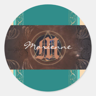 Sticker Rond Alchimiste baroque élégant monogramme médiéval