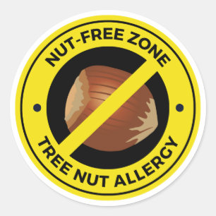 Sticker Rond Alergie des noix d'arbre - Zone sans noix