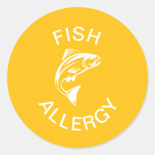 Sticker Rond Alerte aux allergies aux poissons