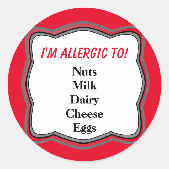 Sticker Rond Alerte d'allergie (Devant)