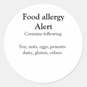 Sticker Rond Alerte d'allergie alimentaire ajouter le nom texte