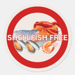 Sticker Rond Alerte d'allergie alimentaire Coquillages sans cla