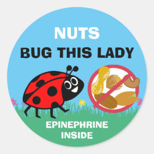 Sticker Rond Alerte d'allergie aux noix d'arachide Épinephrine