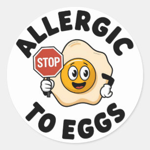 Sticker Rond Alerte d'allergie aux oeufs