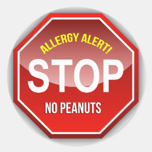 Sticker Rond Alerte d'allergie : Pas de cacahuètes S'il vous pl