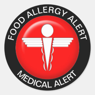 Sticker Rond Alerte Médicale contre l'allergie alimentaire - St