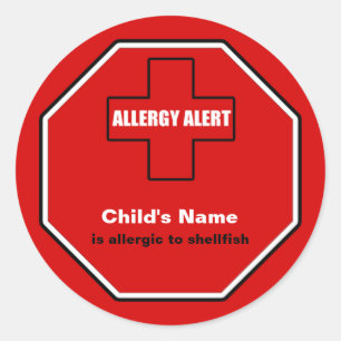 Sticker Rond Alerte Médicale contre l'allergie aux mollusques 