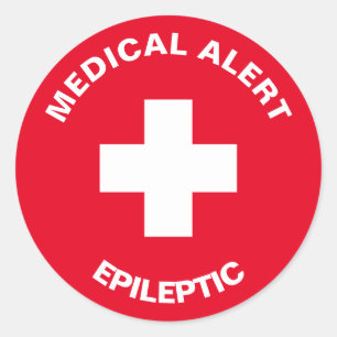 Sticker Rond Alerte Médicale personnalisée rouge épileptique