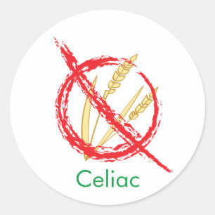 Sticker Rond Alerte médicale sans gluten ou coeliaque