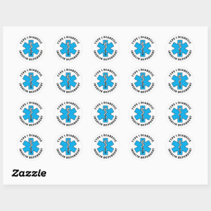 Sticker Rond Alerte Médicale T1d [Cyan]