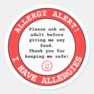 Sticker Rond Alerte personnalisée d'allergie alimentaire pour e