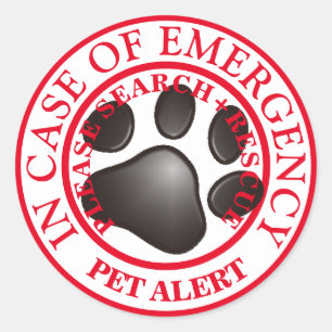 STICKER ROND ALERTE POUR ANIMAUX DE COMPAGNIE