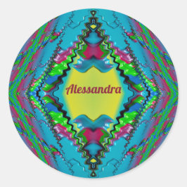 Sticker Rond ALESSANDRA~ Black Rose Bleu et Jaune Fractée ~