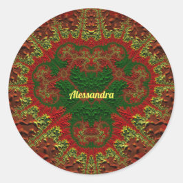 Sticker Rond ALESSANDRA JOLIMENT 3D ! Or, rouge et vert ~