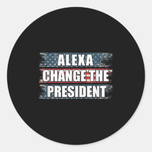 Sticker Rond Alexa Change Le Président Funny Trump