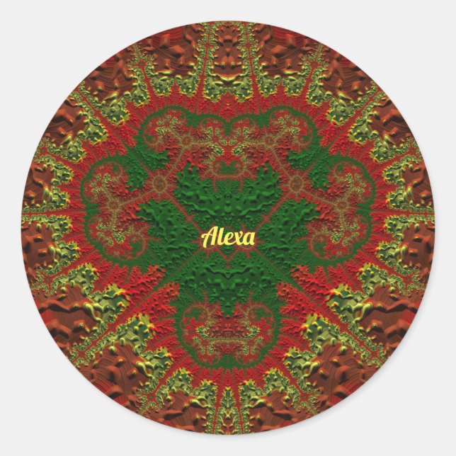 Sticker Rond ALEXA JOLIMENT 3D ! Or, rouge et vert ~ (Devant)