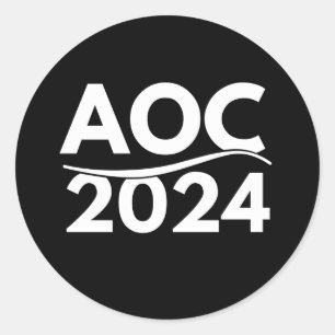 Sticker Rond alexandria ocasio cortez 2024, aoc 2024, aoc butto