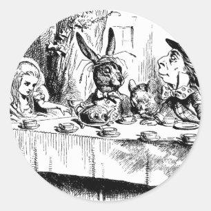 Sticker Rond Alice au Mad Tea Party