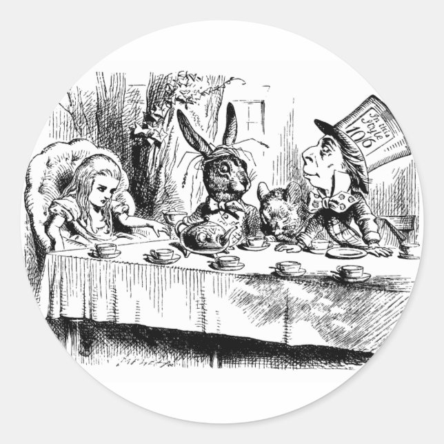 Sticker Rond Alice au Mad Tea Party (Devant)