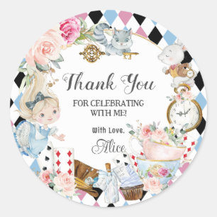 Sticker Rond Alice au pays des merveilles Anniversaire High Tea