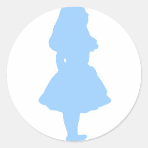 Sticker Rond Alice au Pays des merveilles bleu