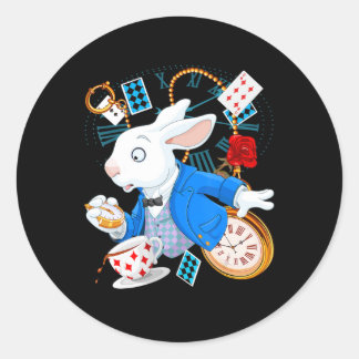 Sticker Rond Alice Au Pays Des Merveilles - Lapin Blanc