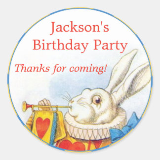 Sticker Rond Alice au pays des merveilles Lapin blanc Anniversa