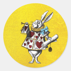 Sticker Rond Alice au pays des merveilles Rabbit sur or