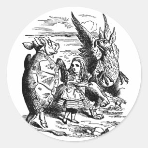 Sticker Rond Alice au pays des merveilles vintage, Griffon, Fau
