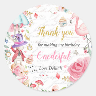 Sticker Rond Alice dans l'Onederland 1er anniversaire Tea Party