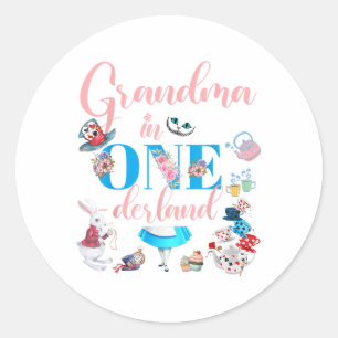 Sticker Rond Alice Dans L'Onederland Famille Grand-Mère De L'An