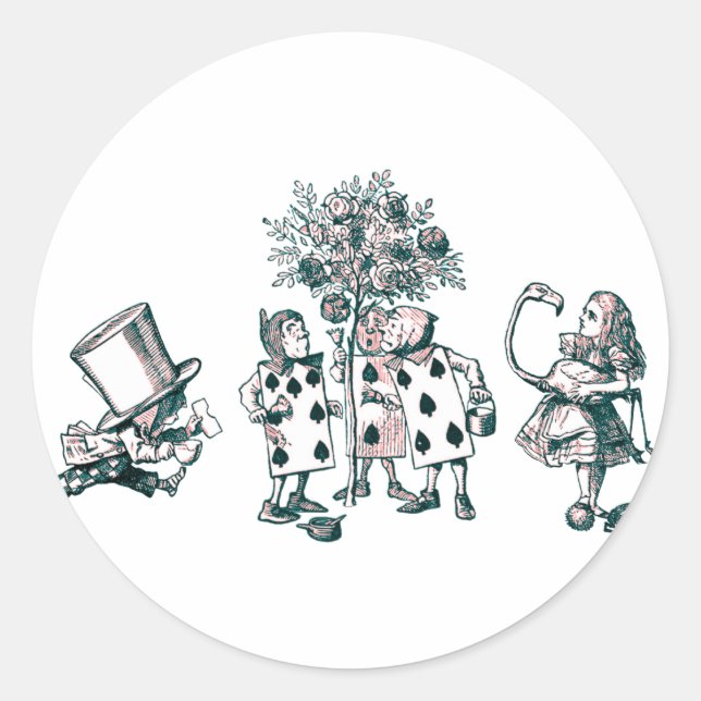 Sticker Rond Alice et la Bande des Merveilles en Tint Rose (Devant)