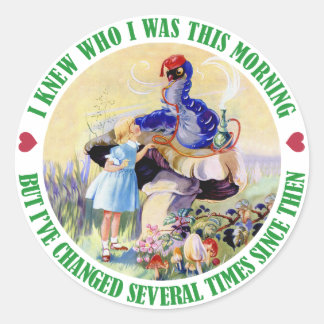 STICKER ROND ALICE ET LE CATERPILLAR