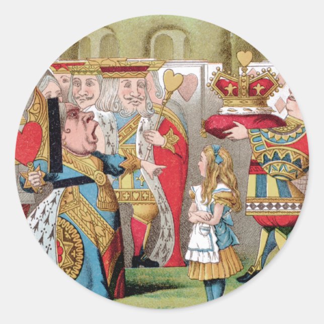 STICKER ROND ALICE RENCONTRE LA REINE DES COEURS (Devant)