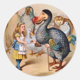 STICKER ROND ALICE RENCONTRE L'OISEAU DE DRONTE
