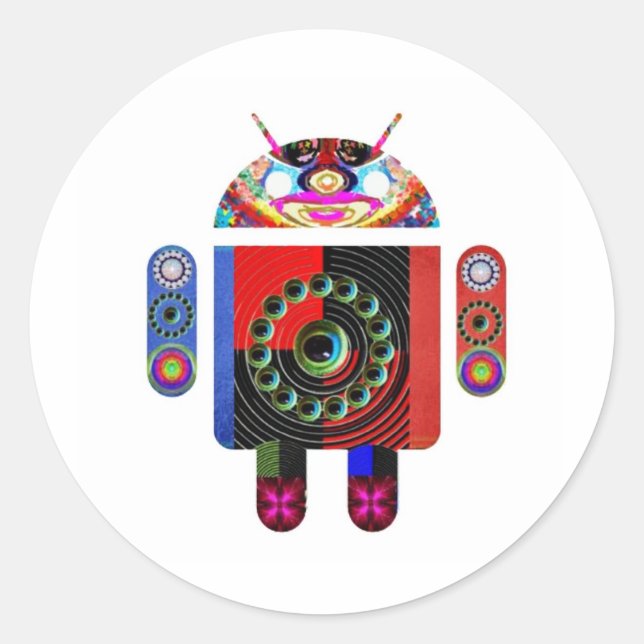 Sticker Rond alien Android - Art101 par Navin (Devant)