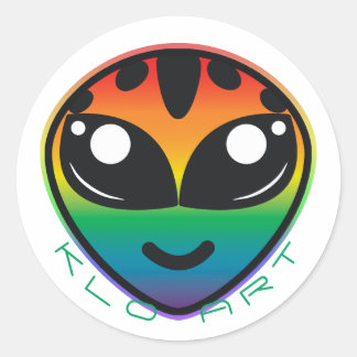 Sticker rond Alien arc-en-ciel