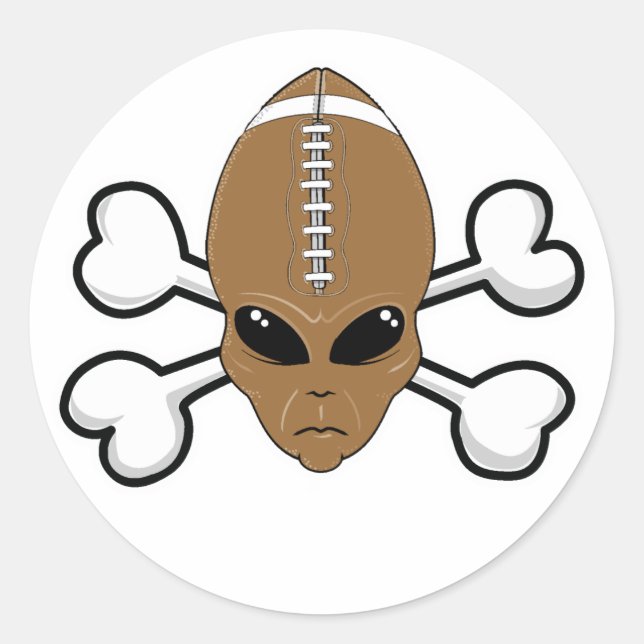 Sticker Rond alien de football Crâne et os croisés (Devant)