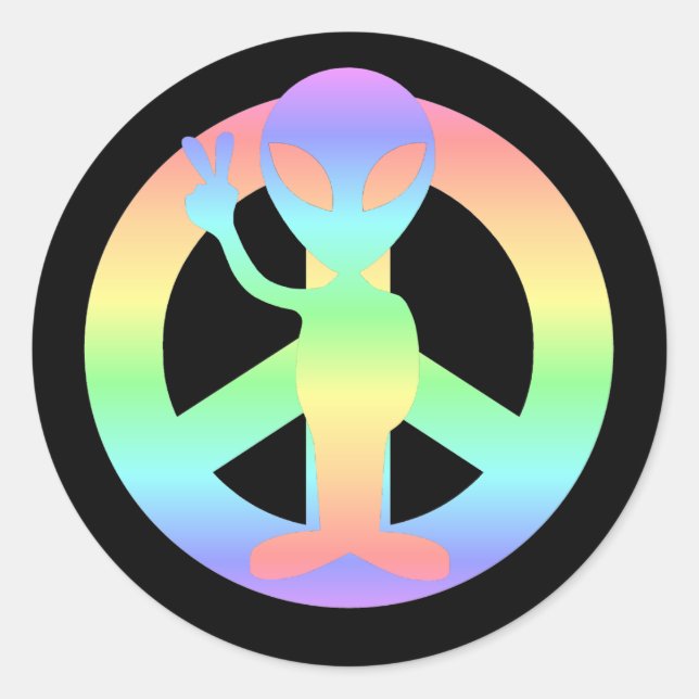 Sticker Rond alien de paix (Devant)