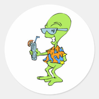 Sticker Rond Alien de vacances