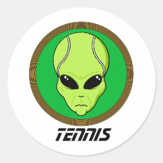 Sticker Rond Alien en chef de tennis