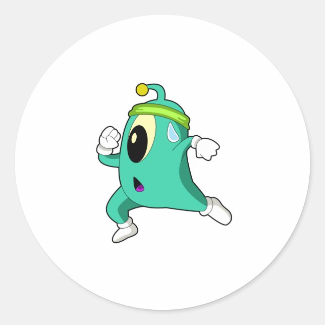 Sticker Rond Alien en tant que coureur (Devant)