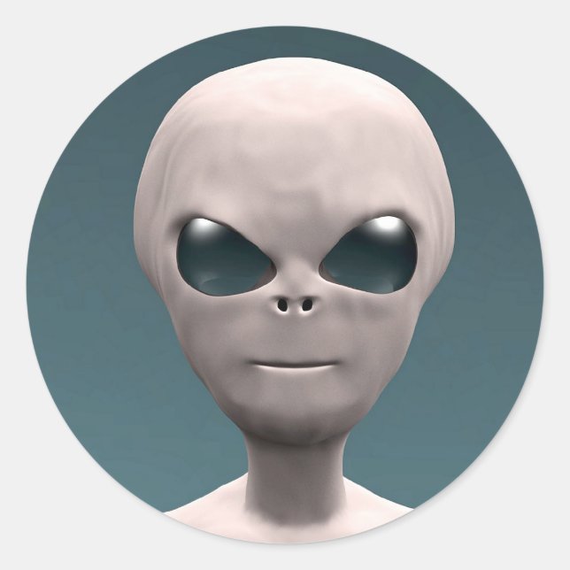 Sticker Rond Alien gris (Devant)