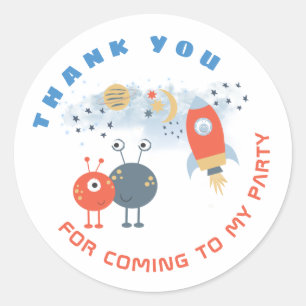 Sticker Rond Alien Merci   Boy Birthday Favoriser