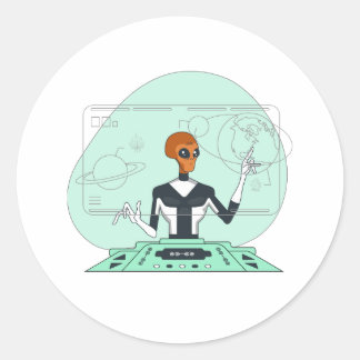 Sticker Rond alien orange