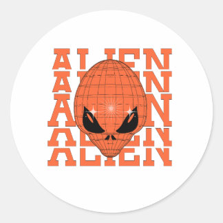 STICKER ROND ALIEN ORANGE